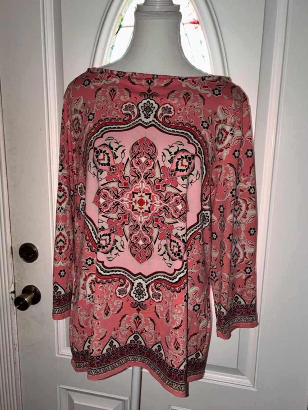 Charter Club Pink Paisley Medallion Long-Sleeve Tunic